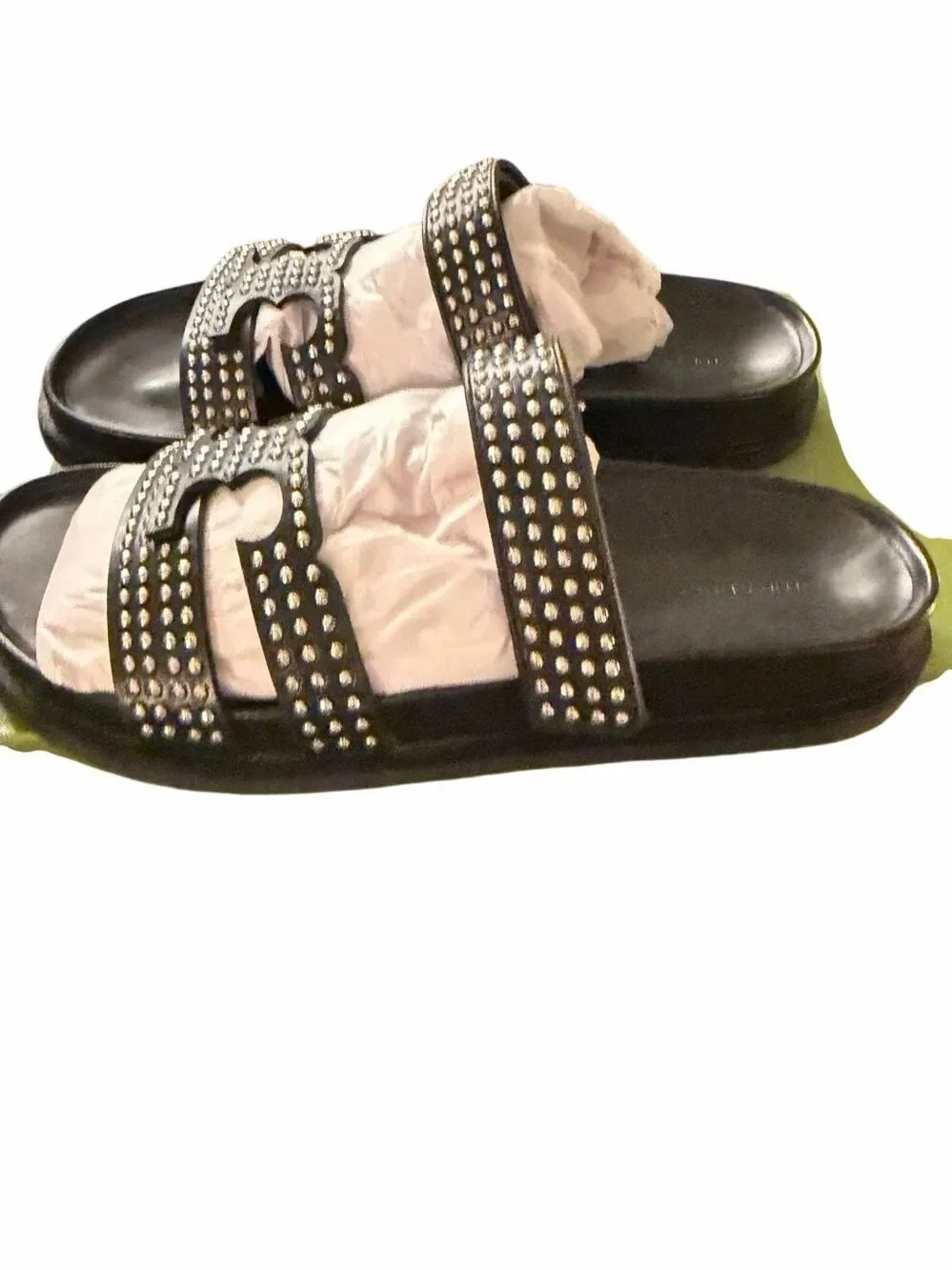 Tory Burch ines stud sport slide- perfect black / silver- size 9